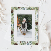 Waterverf Pine en Pine Cones Foto Kerst