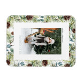 Waterverf Pine en Pine Cones Foto Kerst Magneet (Horizontaal)