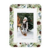 Waterverf Pine en Pine Cones Foto Kerst Magneet (Verticaal)