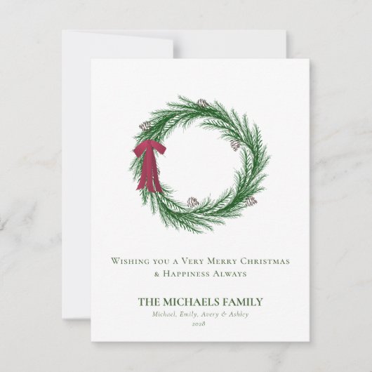 Waterverf Pine en Pine Cones Kerstfeestdag Feestdagenkaart (Voorkant)