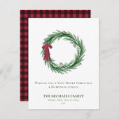 Waterverf Pine en Pine Cones Kerstfeestdag Feestdagenkaart (Voorkant / Achterkant)