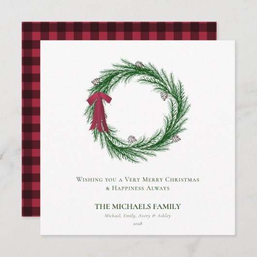 Waterverf Pine en Pine Cones Kerstfeestdag Feestdagenkaart (Voorkant / Achterkant)