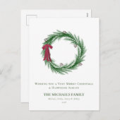 Waterverf Pine en Pine Cones Kerstfeestdag Feestdagenkaart (Voorkant / Achterkant)