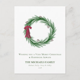 Waterverf Pine en Pine Cones Kerstfeestdag Feestdagenkaart