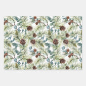 Waterverf Pine en Pine Cones Patroon Kerst Inpakpapier Vel (Voorkant)