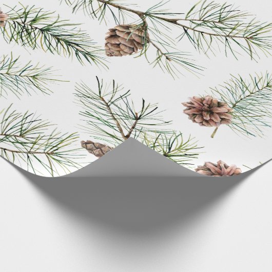Waterverf Pine en Pinecones Holiday Cadeaupapier (Hoek)