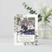 Waterverf Pine & Eucalyptus Vrolijk Kerstfeest Fot Feestdagenkaart (Staand voorkant)