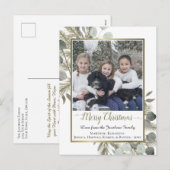 Waterverf Pine & Eucalyptus Vrolijk Kerstfeest Fot Feestdagenkaart (Voorkant / Achterkant)