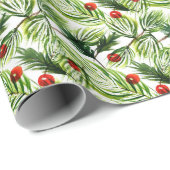 Waterverf Pine Fir Branch-kerstboomvakantie Cadeaupapier (Rol Hoek)