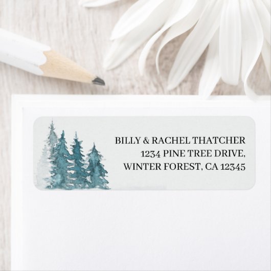 Waterverf Pine Forest Address Label (Insitu)