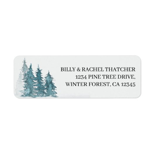 Waterverf Pine Forest Address Label (Voorkant)