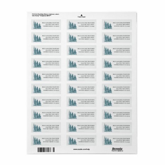 Waterverf Pine Forest Address Label (Full Sheet)
