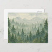 Waterverf Pine Forest Briefkaart - Green Mountain (Voorkant / Achterkant)