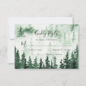 Waterverf Pine Forest Bruiloft RSVP-kaart RSVP Kaartje (Voorkant)