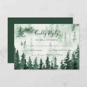 Waterverf Pine Forest Bruiloft RSVP-kaart RSVP Kaartje