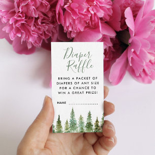 Waterverf Pine Forest Diaper Raffle Enclosure Informatiekaartje