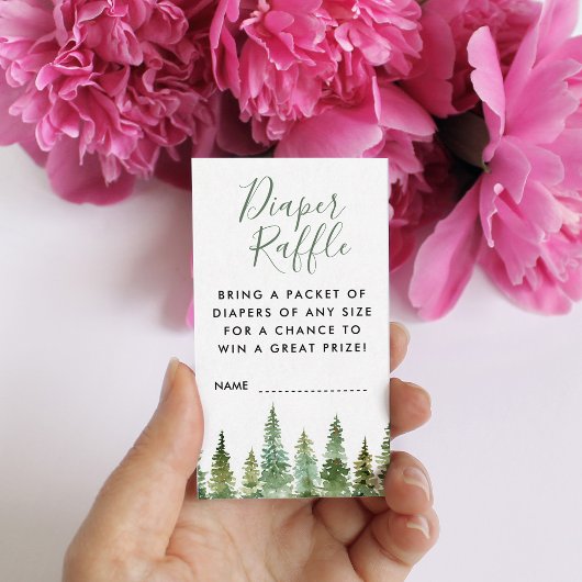 Waterverf Pine Forest Diaper Raffle Enclosure Informatiekaartje