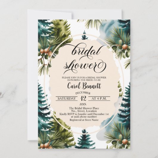 Waterverf Pine Forest Elegant Vrijgezellenfeest Kaart (Voorkant)