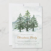 Waterverf Pine Forest Kerstfeest Kaart (Voorkant)
