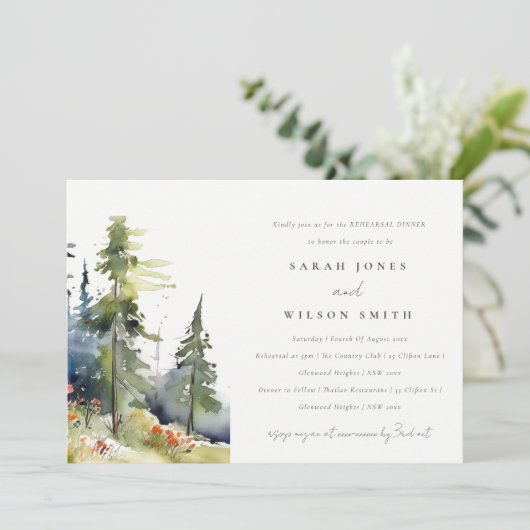 Waterverf Pine Forest Landscape repetitie diner Kaart (Staand voorkant)