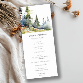 Waterverf Pine Forest Landscape Wedding Programma