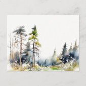 Waterverf Pine Forest Landschap Wedding Details Informatiekaartje (Achterkant)