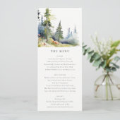 Waterverf Pine Forest Landschap Wedding Menu Kaart (Staand voorkant)