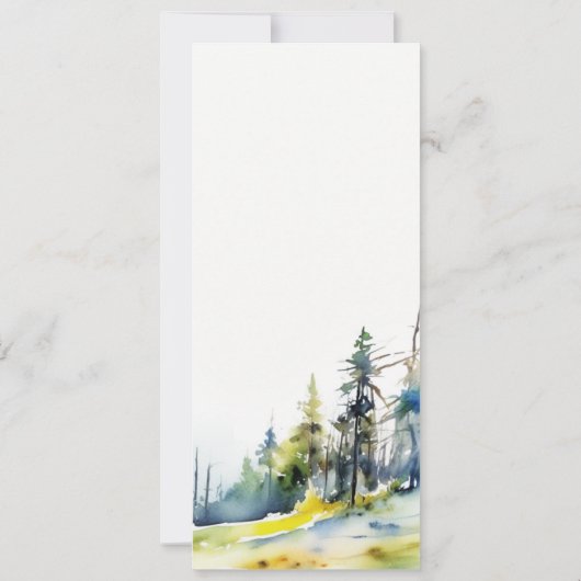 Waterverf Pine Forest Landschap Wedding Menu Kaart (Achterkant)