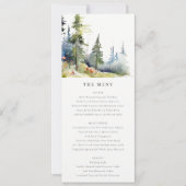Waterverf Pine Forest Landschap Wedding Menu Kaart (Voorkant)
