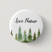 Waterverf Pine Forest Love Natuur Ronde Button 3,2 Cm (Voorkant)