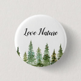 Waterverf Pine Forest Love Natuur Ronde Button 3,2 Cm