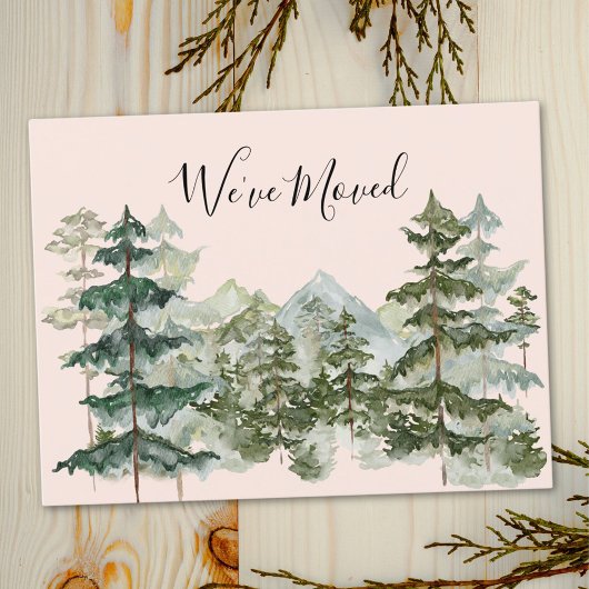 Waterverf Pine Forest Mountain Rustic We verhuisd Briefkaart