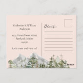 Waterverf Pine Forest Mountain Rustic We verhuisd Briefkaart (Achterkant)