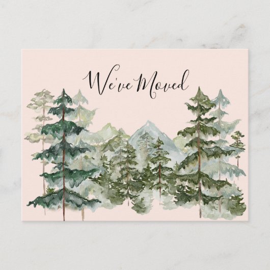 Waterverf Pine Forest Mountain Rustic We verhuisd Briefkaart (Voorkant)