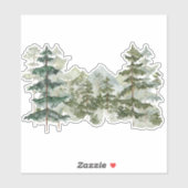 Waterverf Pine Forest Mountain rustieke esthetiek Sticker (Vel)
