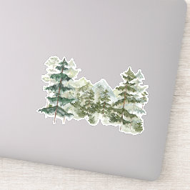 Waterverf Pine Forest Mountain rustieke esthetiek Sticker