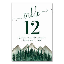 Waterverf Pine Forest & Mountains Rustic Wedding Kaart