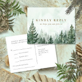 Waterverf Pine Forest Song Request RSVP Briefkaart