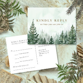 Waterverf Pine Forest Song Request RSVP Briefkaart