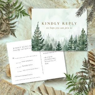 Waterverf Pine Forest Song Request RSVP Briefkaart