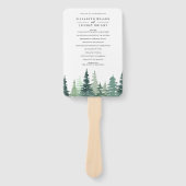 Waterverf Pine Forest Winter Wedding Programme Handwaaier (Voorkant)