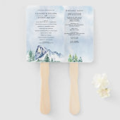 Waterverf Pine Forest Winter Wedding Programme Handwaaier (Voorkant en achterkant)