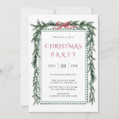 Waterverf Pine Garland Kerstfeest Kaart (Voorkant)