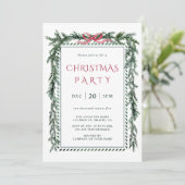 Waterverf Pine Garland Kerstfeest Kaart (Staand voorkant)