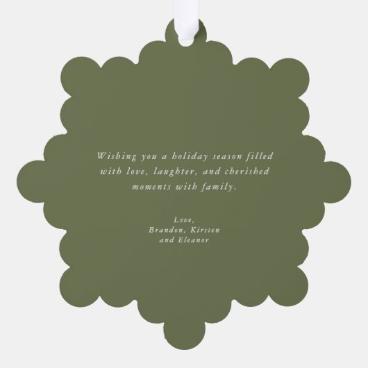 Waterverf Pine Garland Red Bow Foto Ornament Kaart (Achterkant)