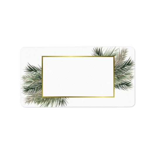 Waterverf Pine Gold Lijst Blank DIY-afdrukadres Etiket (Voorkant)