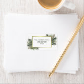 Waterverf Pine Gold Lijst Holiday Return-adres Etiket (Insitu)