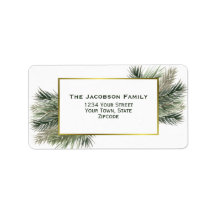 Waterverf Pine Gold Lijst Holiday Return-adres