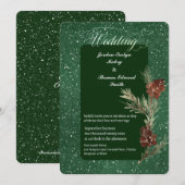 Waterverf PINE Green Modern Wedding 2 Kaart (Voorkant / Achterkant)