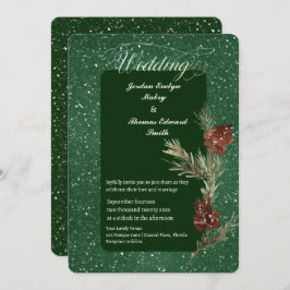 Waterverf PINE Green Modern Wedding 2 Kaart